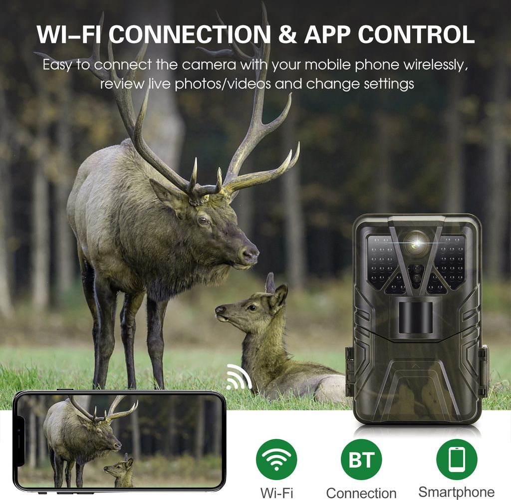 WiFi kamera pro divokou zvěř 4K 36MP BT App Control Lovecká Obrázek produktu 7