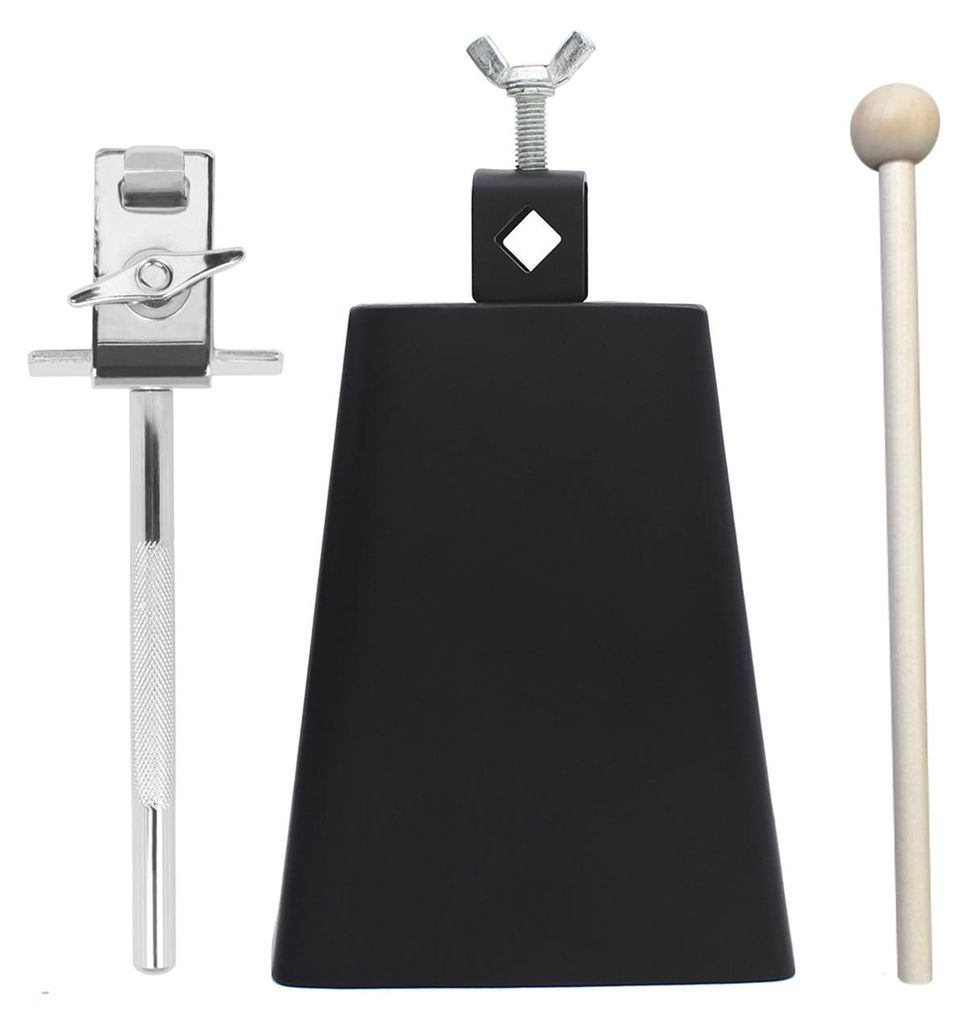 6-Zoll-Kuhglocken-Set, Schlaginstrument, Metall-Kuhglocke, verstellbare Kuhglockenklemme mit Griffstock für Schlagzeuger