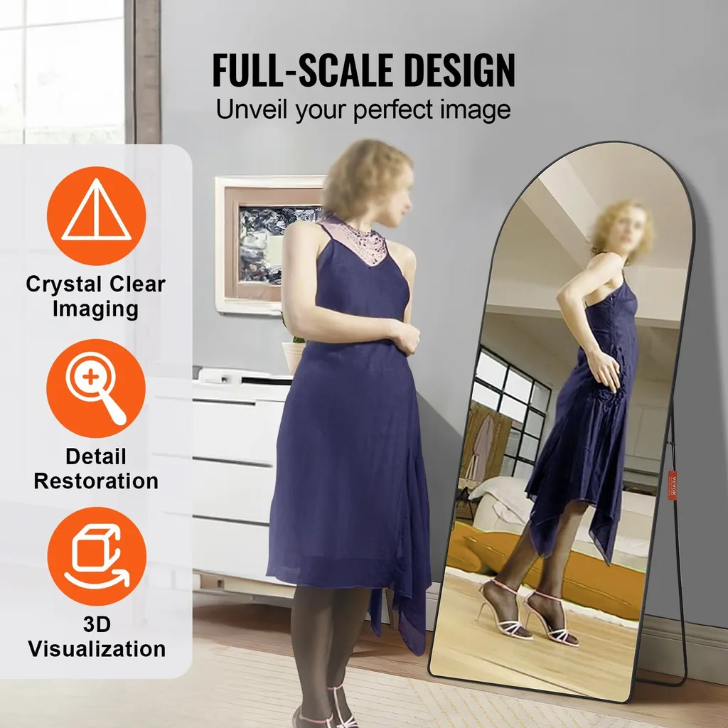 Miroir Mural Anti-Éclats 180x81cm pour Agrandir une Pièce avec Support - 3
