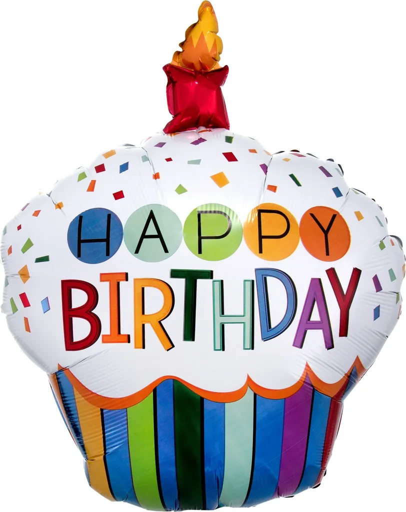 Ballon anniversaire Happy Birthday Cupcake géant pour déco de fête