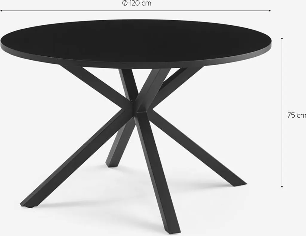 Table ronde noire 120 cm avec pieds croisés pour salon Samu - 5