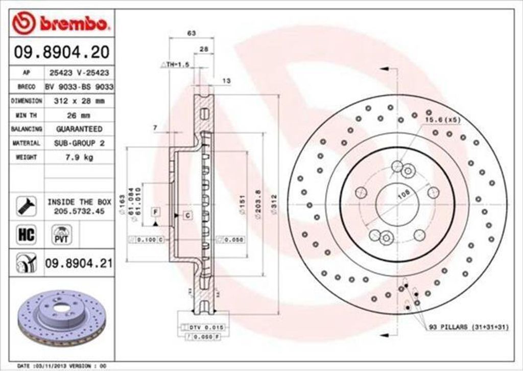 Bremsscheibe BREMBO 09.8904.21