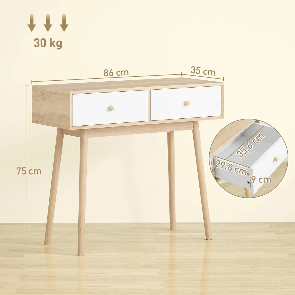 Table console design minimaliste en bois marron - Rectangulaire 86cm