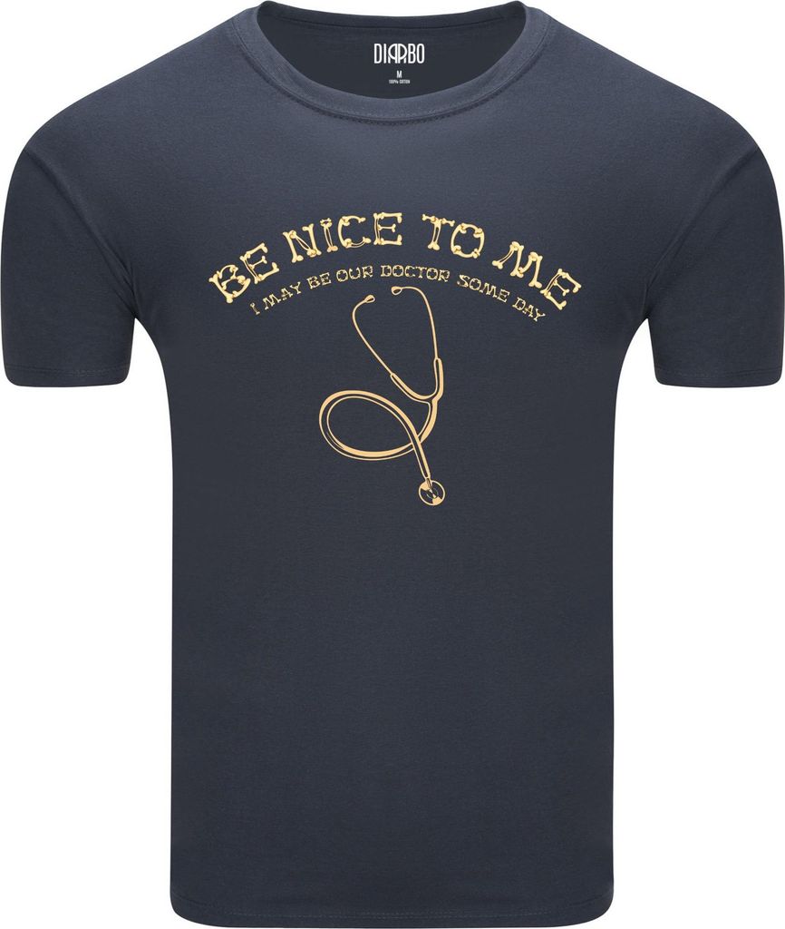 Diarbo Herren T-Shirt mit Liebhaber der Medizin Seien Sie nett zum Arzt Dunkelgrau Gr.M