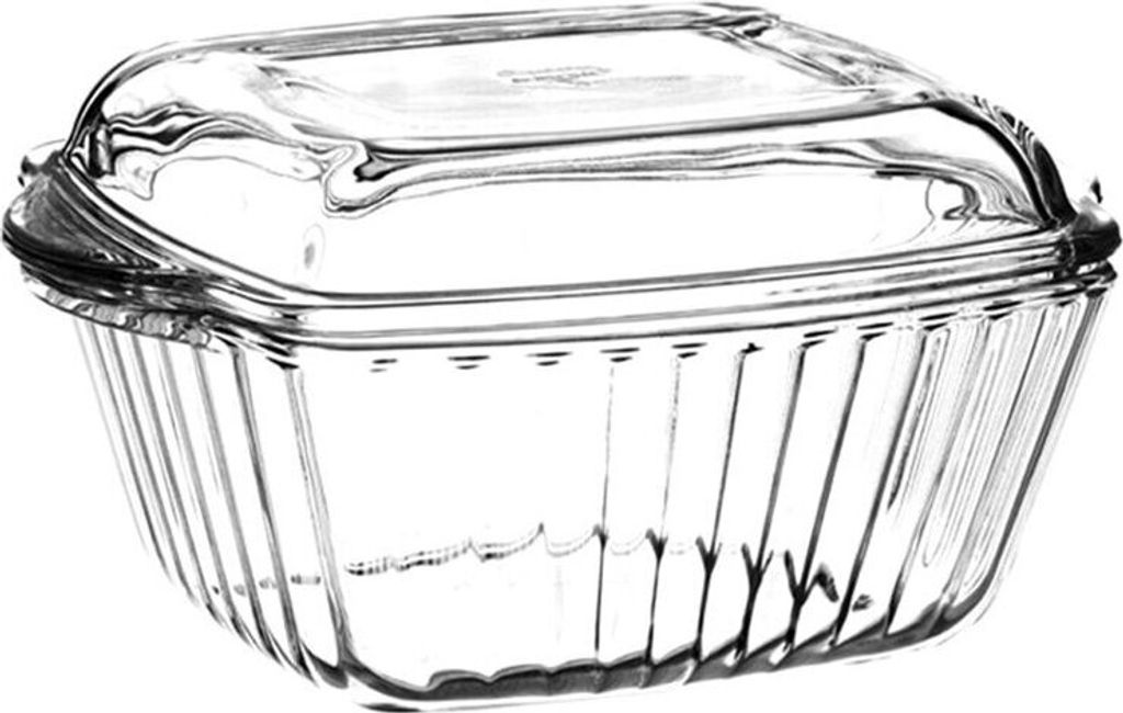 Pasabahce Borcam 2-Teilig Glasschale mit Glasdeckel, eckig, Produktbild 