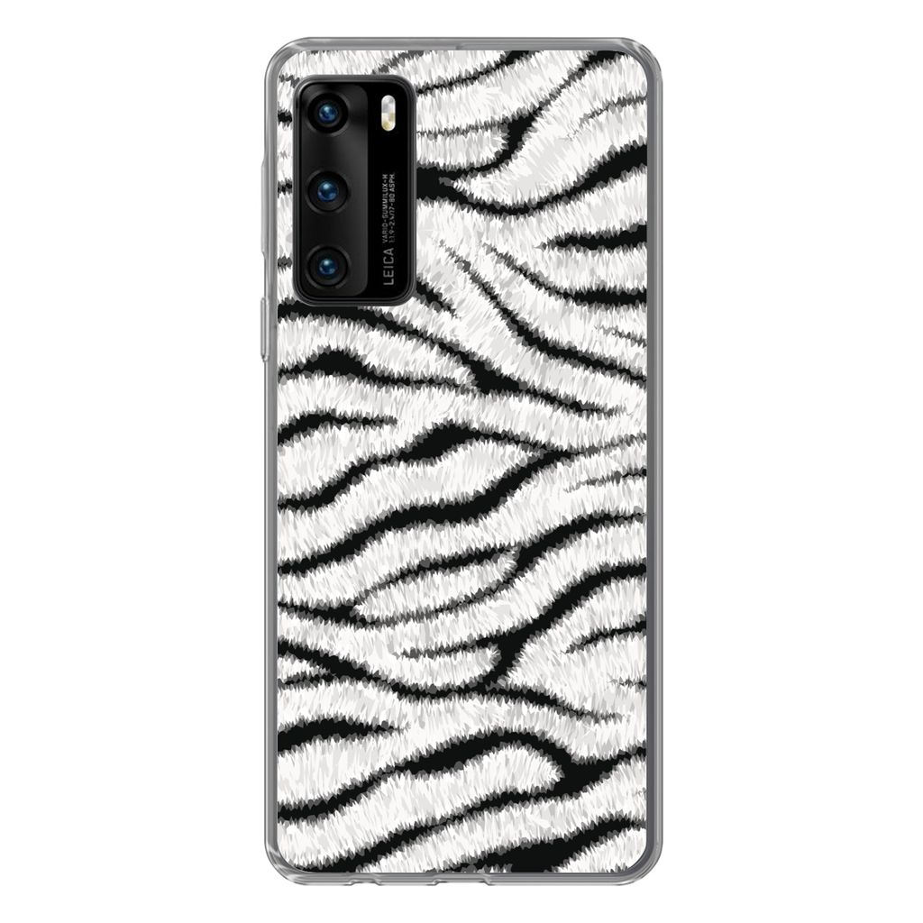 MuchoWow Handyhülle Schutzhülle Hülle für Huawei P40 Tiermuster - Zebra - Weiß Silikon Softcase Handy Hülle - Handytasche