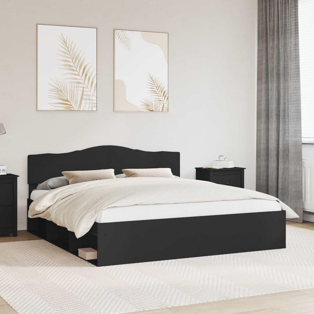 Maison Exclusive - Bettrahmen Schwarz 180 x 200 cm Massives Kiefernholz