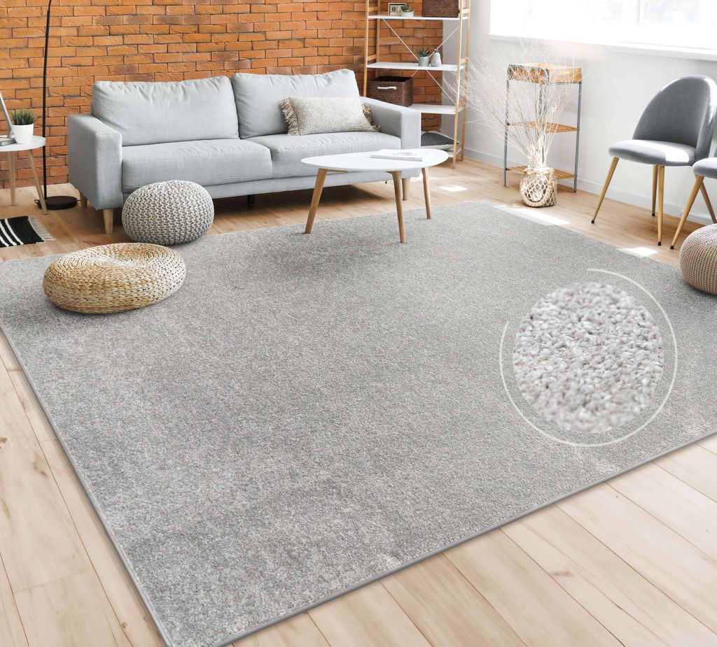 Teppich Wohnzimmer Einfarbig Schlicht Und Modern Kurzflor, Produktbild 