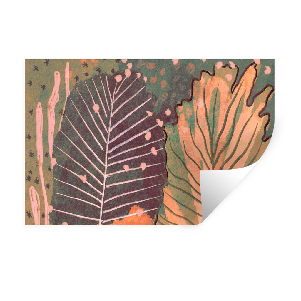 MuchoWow Wandtattoo Wandsticker Wandaufkleber Vintage - Herbst - Kunst - Wald - Natur 120x80 cm Selbstklebend und Repositionierbar - Selbstkleben...