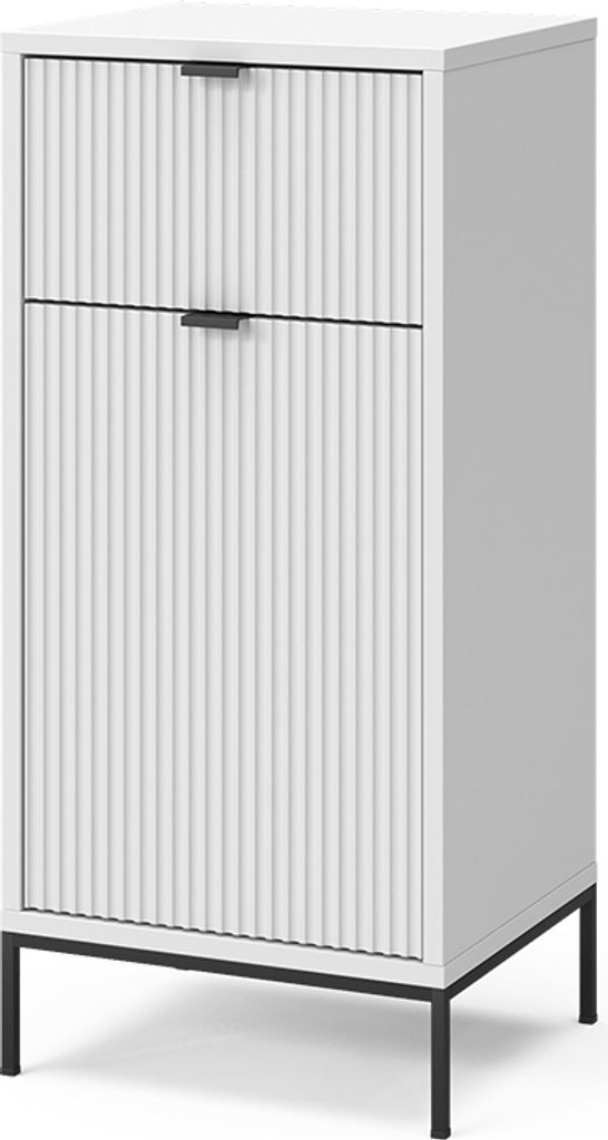 Badschrank Vicco Eliza Weiß 40 x 87 cm mit Tür und Schublade, Model 49512