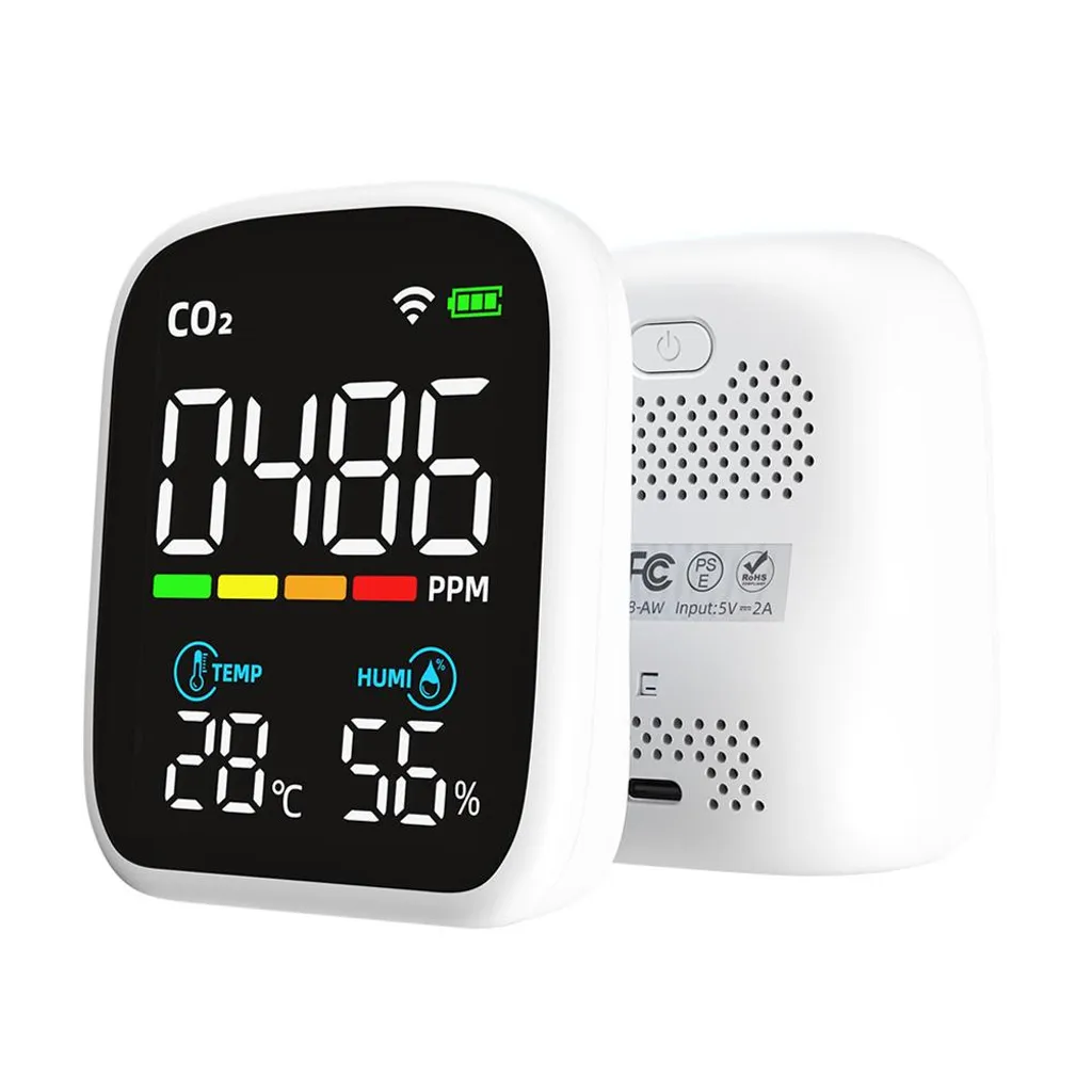 Détecteur de CO2 portable NDIR avec écran LED et suivi via application