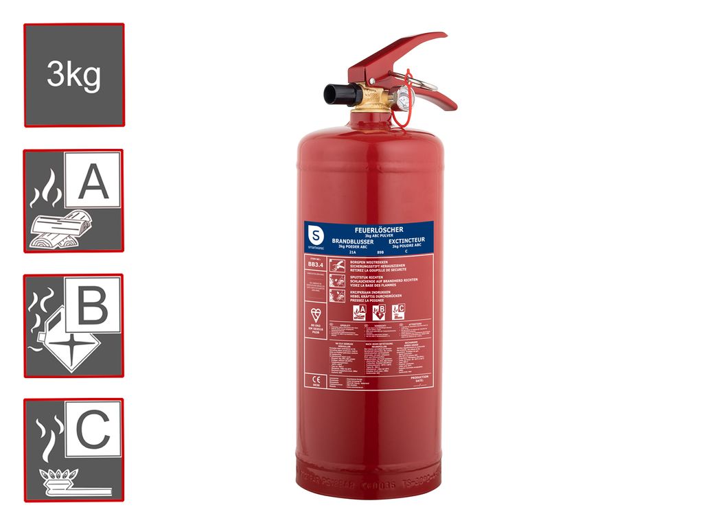 Smartwares FEX-15030 3kg Pulver Feuerlöscher, Pulver Produktbild 