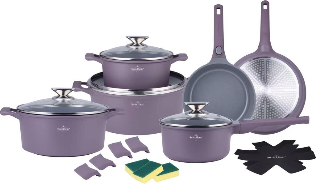 Topfset 19-teilig Swiss Haus-Geneva, Aluminium, 18/20/24/28 Produktbild 