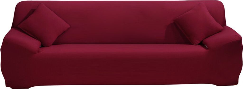 ele ELEOPTION Sofahusse Stretchhusse Sofabezug Polyester Rippstrick (Weinrot, 4 Sitzer für Sofalänge 220-300cm)