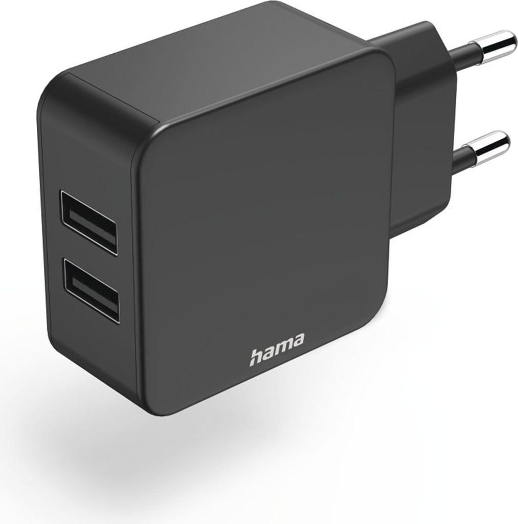 Hama Ladegerät 2x USB-A, 12 W, Schwarz