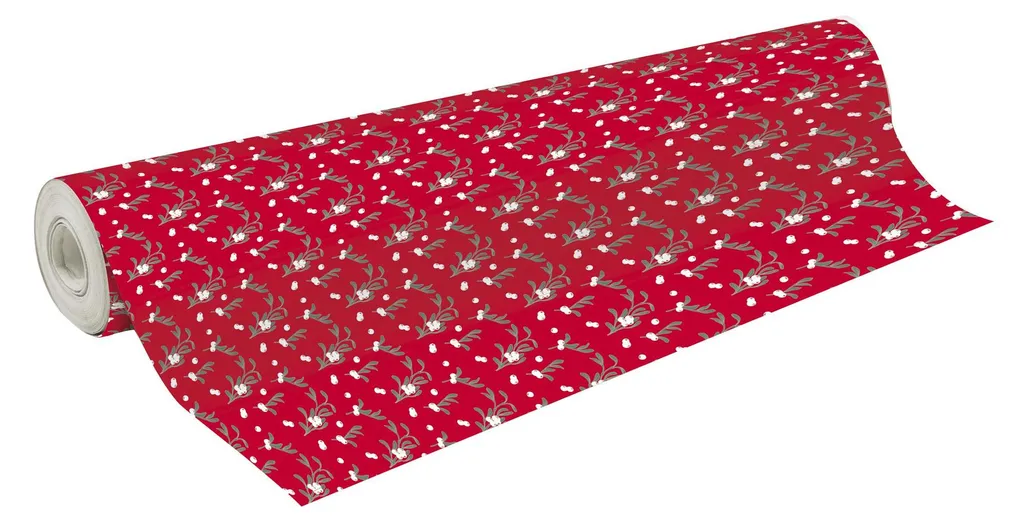 Papier cadeau épais et opaque Clairefontaine Excellia 50m gui rouge