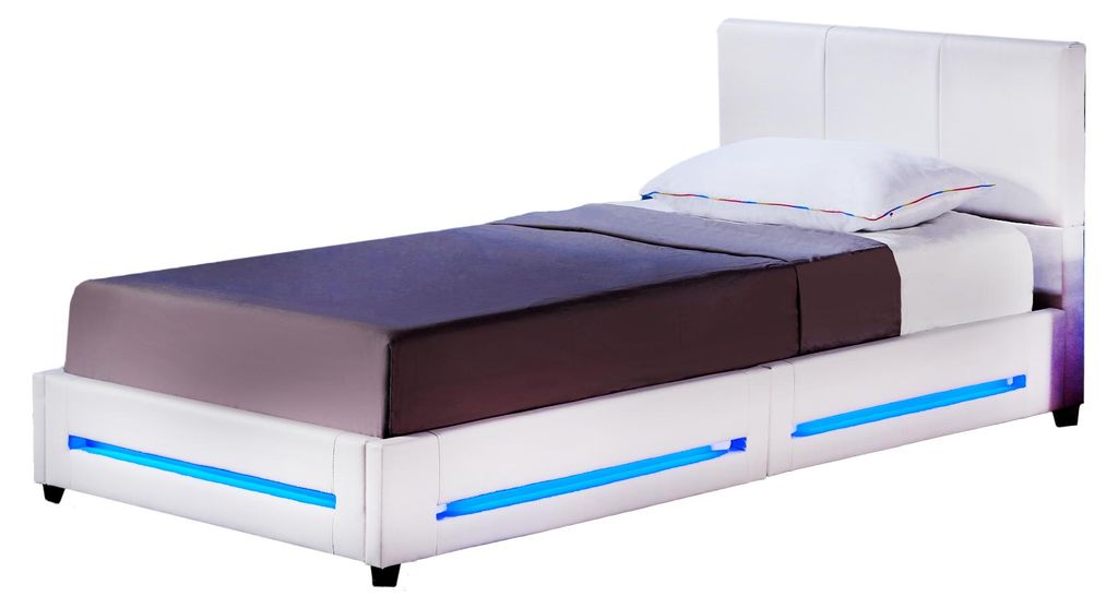 HOME DELUXE - LED Bett ASTEROID - Weiß, 90 x 200 cm - Inkl. Produktbild 