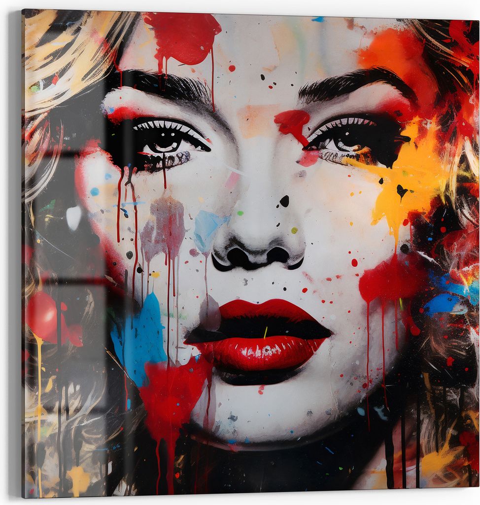 DEQORI Magnettafel Glas 50x50 cm 'Pop Star Farbexplosion' beschreibbar Whiteboard Küche