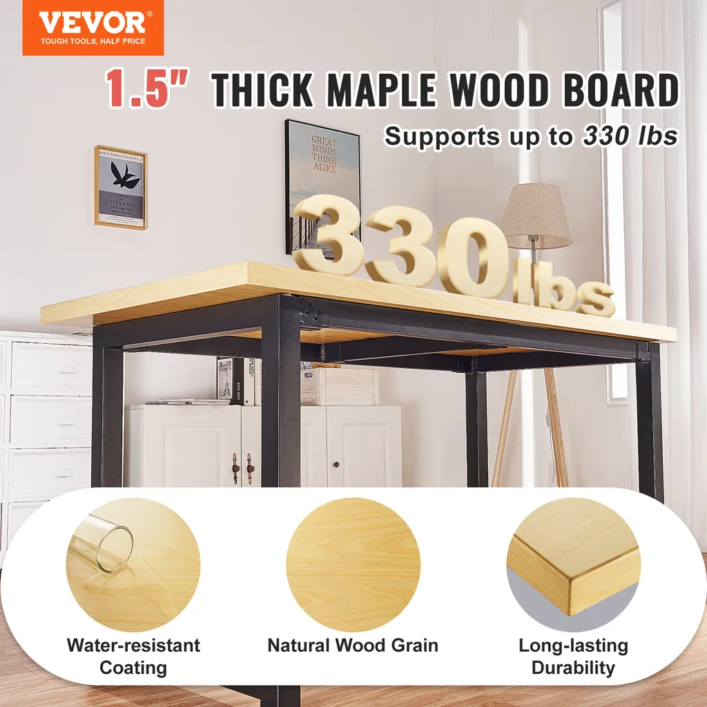Plan de Travail Rectangulaire en Bois pour Bureau Assis-Debout 75x60 - 2