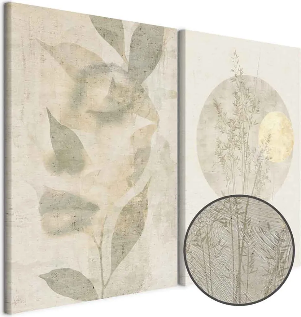 murando - Set di quadri Handart Piante e Luna Stampa d'arte su tela 120x90cm 2 pezzi ciascuno 60x90cm Collage 2er quadri d'arte come dipinto a mano grande arte da parete XXL - Boho Chic Art Picture a-H-10150-b-a - 5