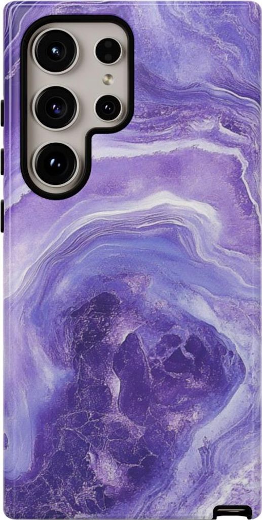 Glänzendes Lila-Marmor-Design – Hülle Kompatibel mit Samsung Galaxy S24 Ultra
