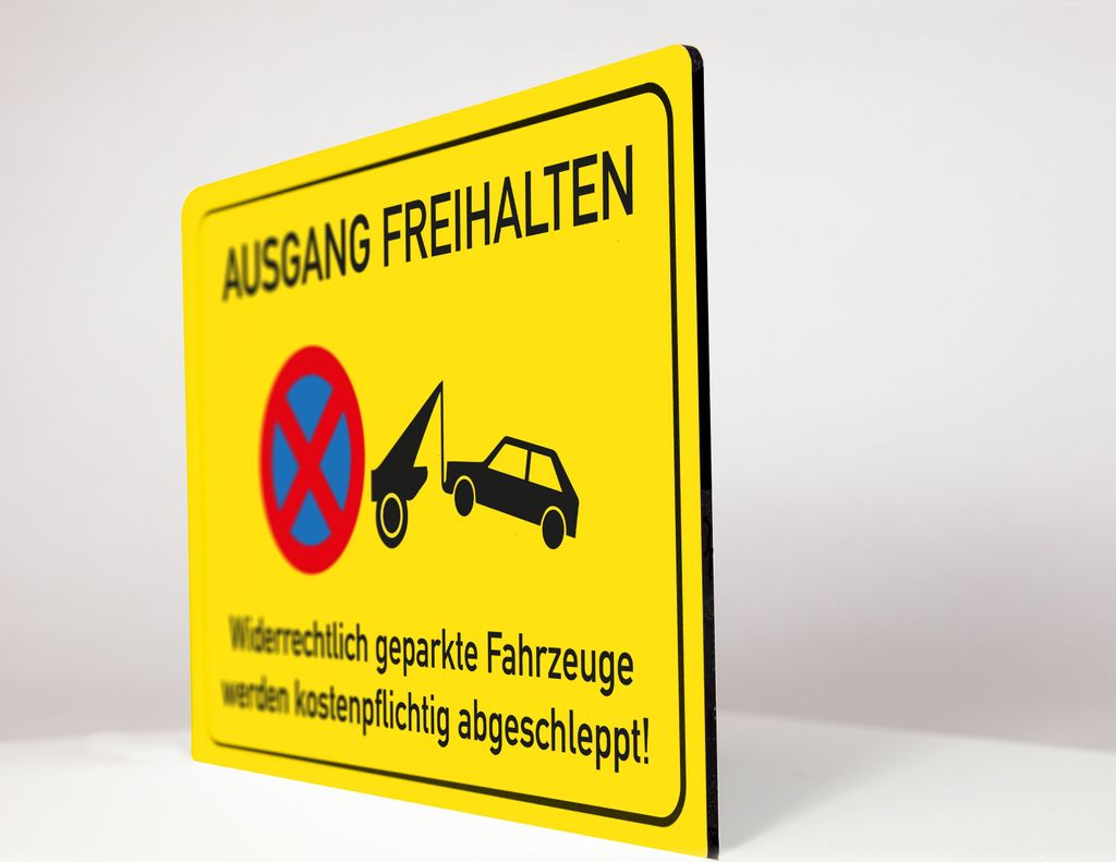 Ausgang freihalten - Schild - gelb - 4 mm Alu Verbundplatte (45 x 30 cm)