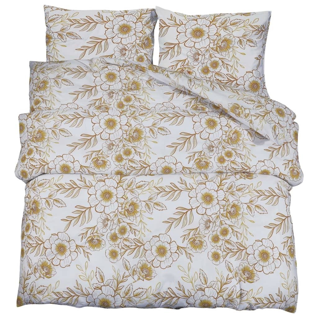 vidaXL Ensemble de literie blanc et brun 200x200 cm coton Image du produit 