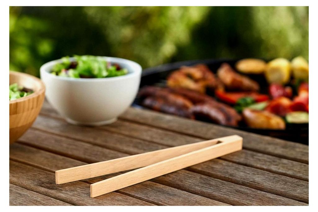 Gurkenzange/Grillzange/Krautzange Typ Classic aus unbehandeltem Buchenholz, 30,0 x 2,0 cm, Beige, 1 Stück