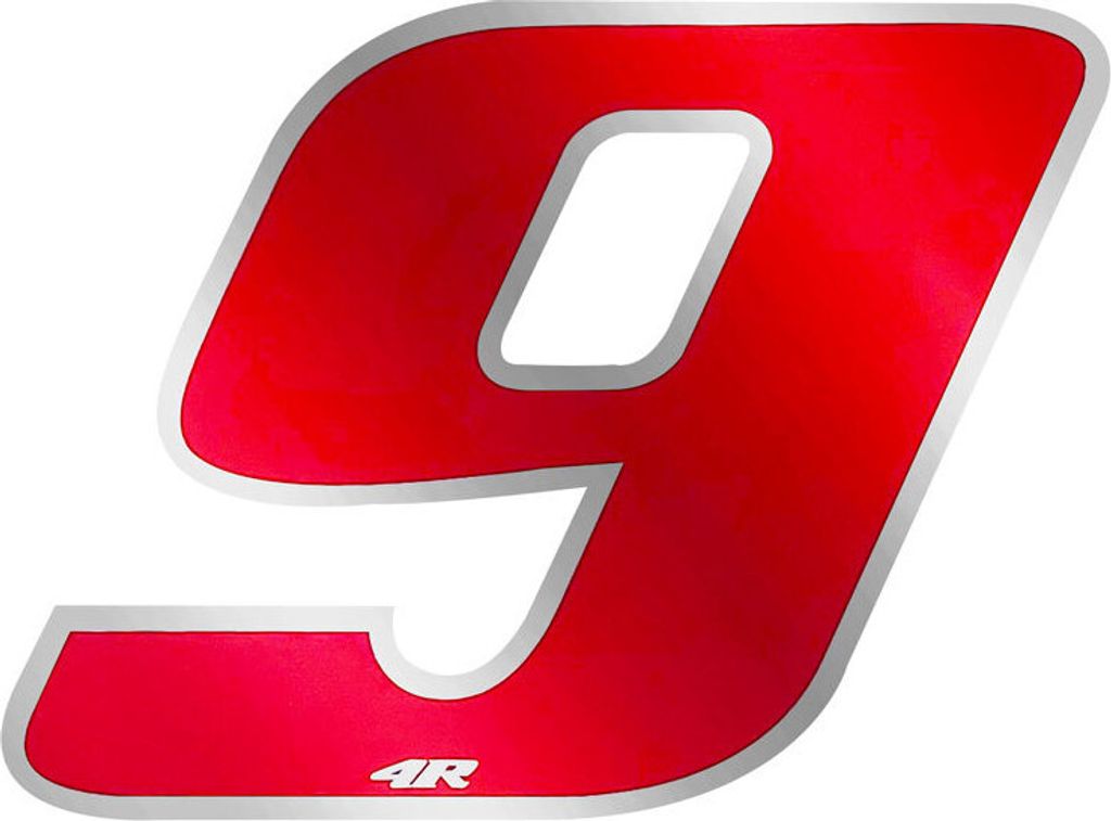 Aufkleber Rennnummer für Motorrad "9" Rot 27 x 37 mm