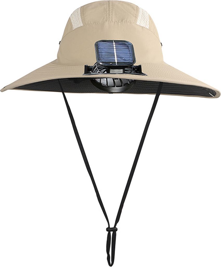 Fischerhut mit Solarventilator, breite Krempe, Sonnenhut, winddichtes Design, Angeln, Camping, Wandern, Herren, Sonnenschutz, Ventilatorhut