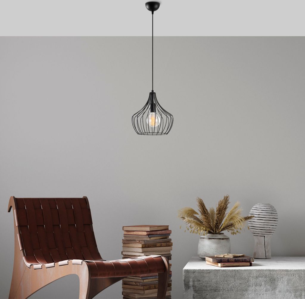 Opviq, Mezopotamya - N-1277, Kronleuchter, Schwarz, Metall, 27 x 27 x 126 cm