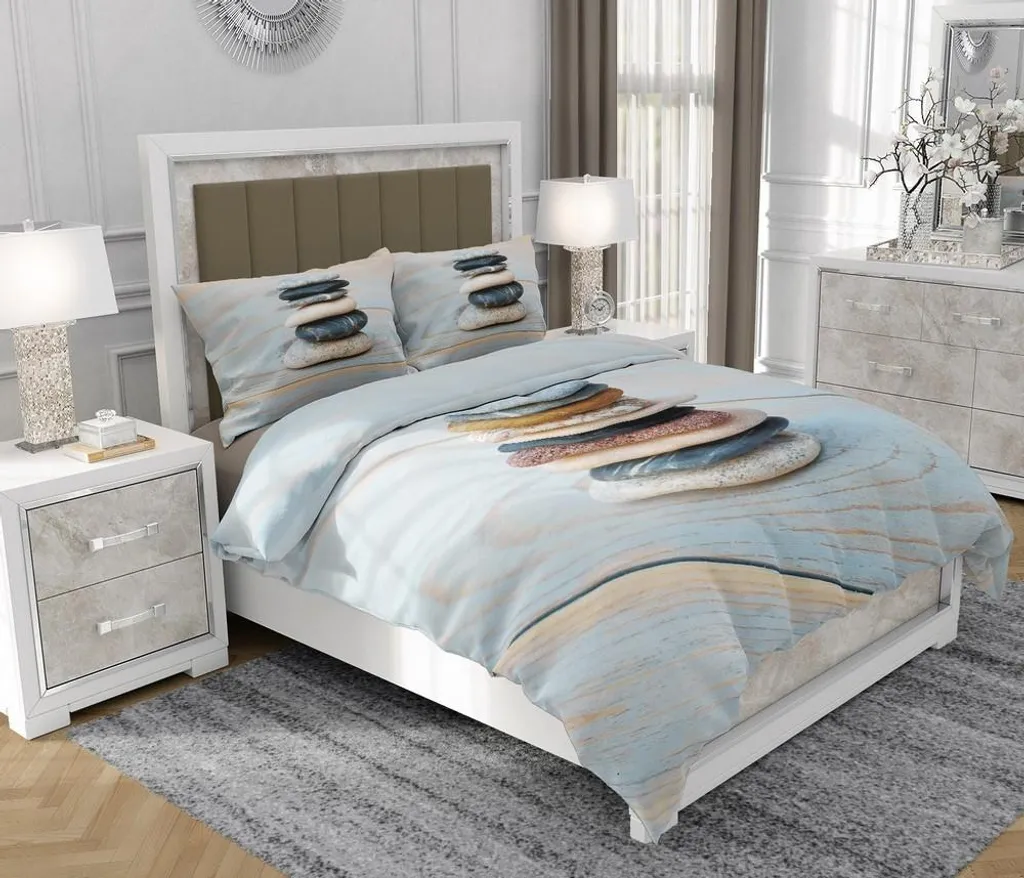 Biancheria da letto 160x200 cm + 2x70x80 cm, set 3 pezzi, 100% cotone, cerniera, astratto, multicolore - SOVIO | So.0179