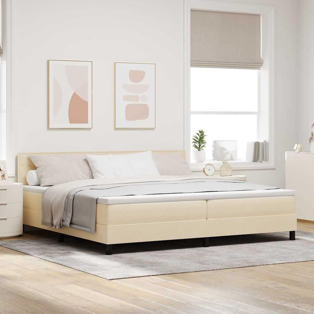Maison Exclusive - Boxspringbett mit Matratze mit LED Creme 200 x 200 cm Stoff