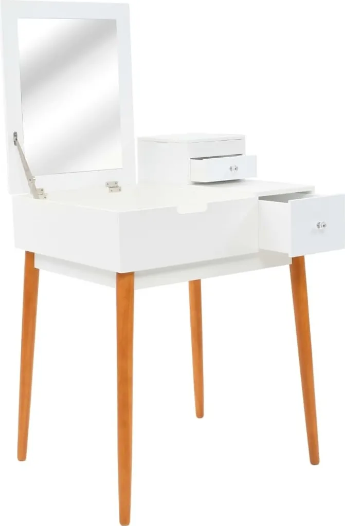 Table de maquillage avec miroir vertical 60 cm en bois MDF blanc