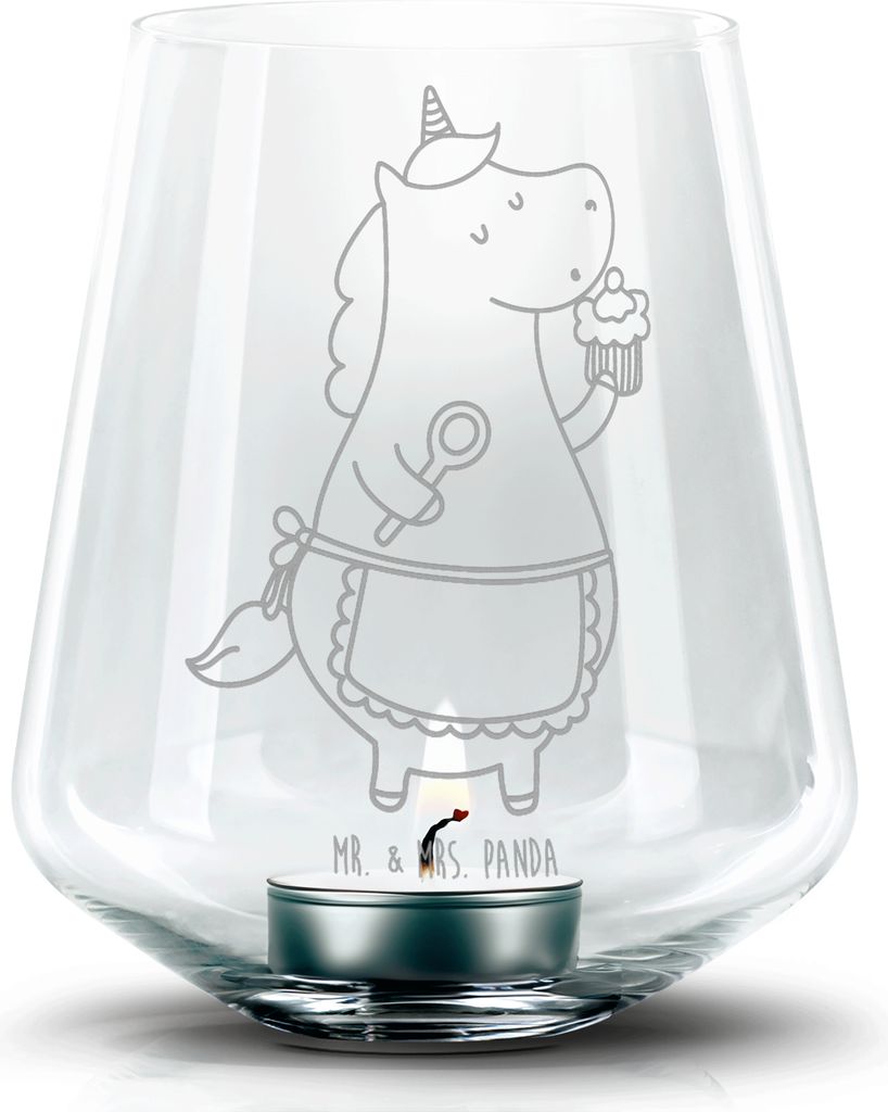 Mr. & Mrs. Panda gravur glas Einhorn Küche - Transparent - Geschenk, Teelichthalter, Teelicht, Laterne, Muffin, Windlicht, Stumpenkerzenhalter, Ei...