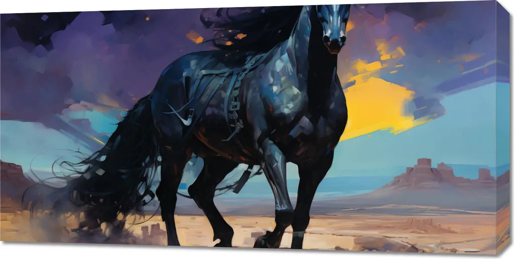 Quadro Cavallo Nero Corsa 100x50 cm - Arte Motivazionale Parete