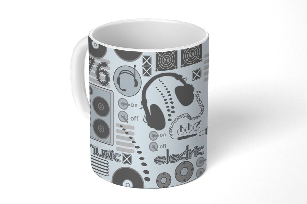 KitchenYeah Tasse Kaffeetasse Kaffeebecher 350 ml DJ - Kopfhörer - Vintage - Design Teetasse - Fototasse - Becher - Keramikbecher - Teebecher - ...
