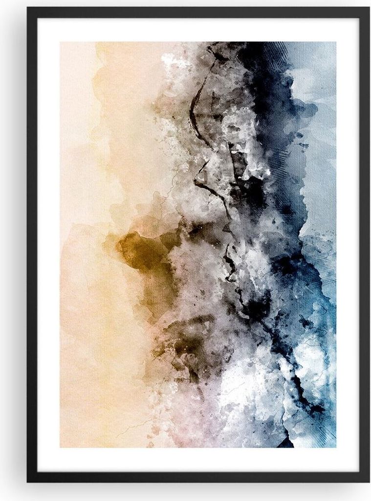 Gerahmtes Poster - Schwarzer Rahmen - Abstraktion Wolken Berge - 50x70 cm - Wand Bild - Wanddeko - Wandbilder - Kunstposter - Wandposter - Bilderra...