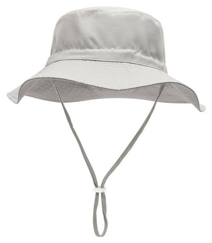 Kinder-Sonnenhut mit UV-Beschutzung UPF 50+, verst. Kinband und breiter Rand, für Mädchen und Jungen, Größe XS (44-46cm), grau