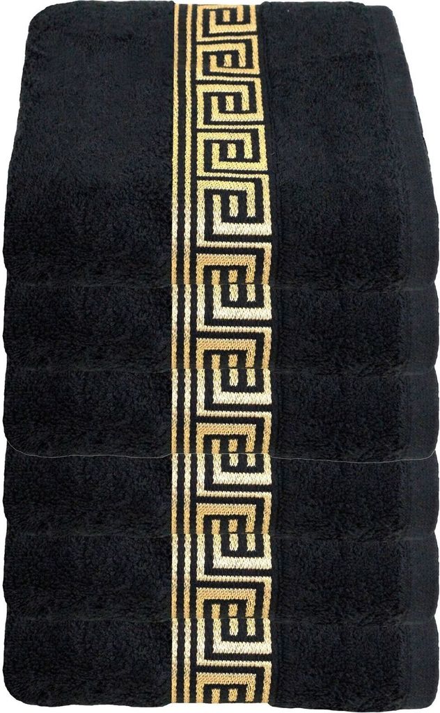 6 er Set Julie Julsen Handtuch 50 cm x 100 cm 50x100,SCHWARZ-GOLD