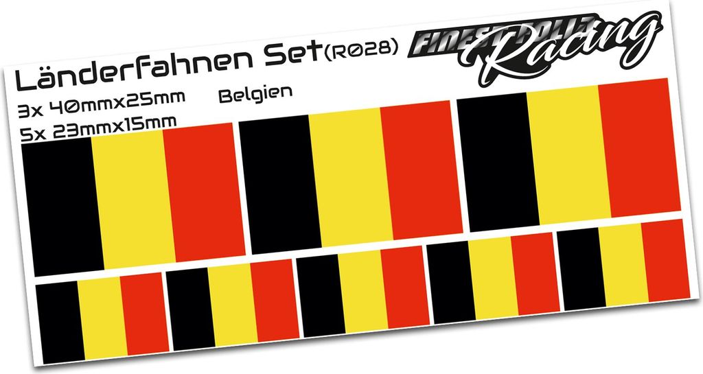 8er Set Länderfahnen Aufkleber "Belgium" Sticker Flagge Auto Zubehör R028