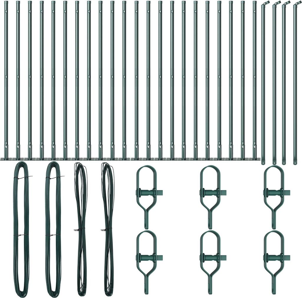 Möbel Zaunpfosten mit Bodenplatten 26 Stück Ø32mm 110cm verzinkter Stahl - Zaunzubehör 3350225