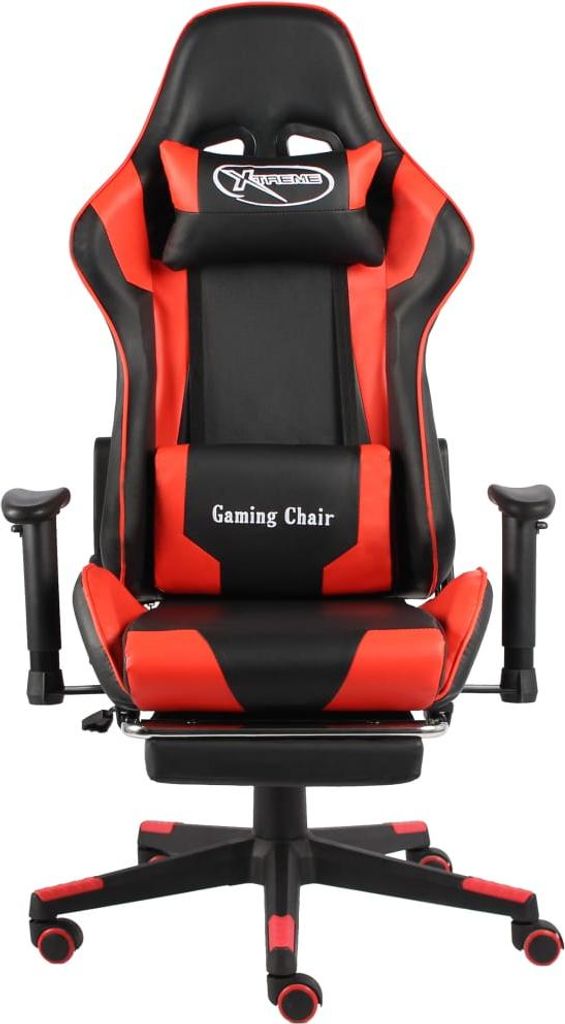 vidaXL Gaming-Stuhl mit Fußstütze Drehbar Rot PVC