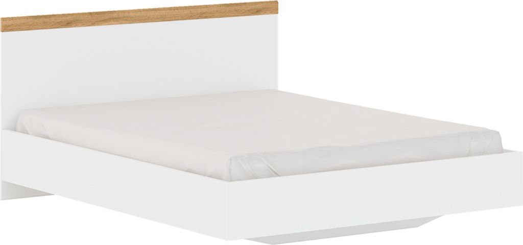 Konsimo Bettrahmen glänzend zeitloses Design moderner Stil "DAMINO", Weiß, laminierte Möbelplatte, Modern, 166x89x205,5 cm