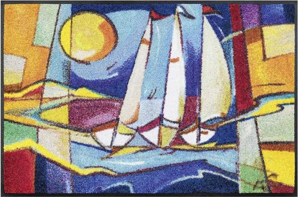 Paillasson robuste SAILOME motif fresque tissé à plat épaisseur 8 mm