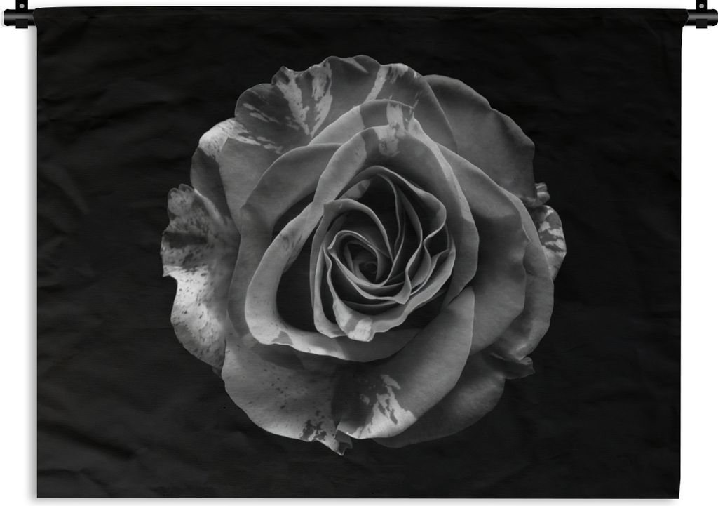 MuchoWow Wandteppich Wandbehang Blumen - Rose - Schwarz - Weiß - Botanisch 120x90 cm Tapisserie Dekoration Wandtuch - Wohnen - Aufhänger für d...