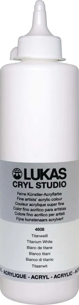 Lukas Cryl Studio Peinture Acrylique Blanc de Titane 500 ml Flacon