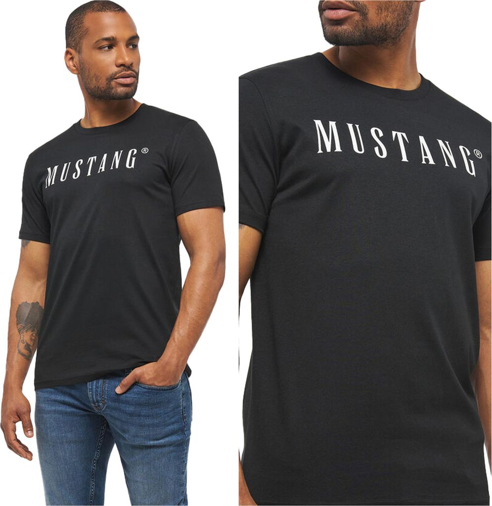 MUSTANG Herren, T-Shirt STYLE ALEX C LOGO TEE, M, Schwarz, sport, tshirt, shirt