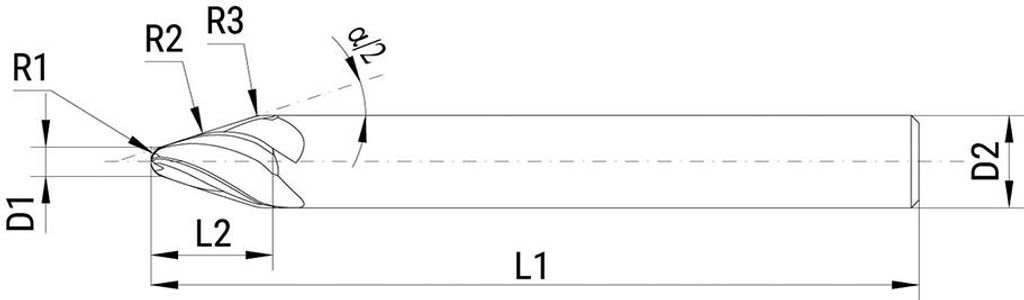FORMAT GT VHM-Kreisbogenfräser 8,0mm Z4 konisch 28G, HA blank, Ø D1:6_1859