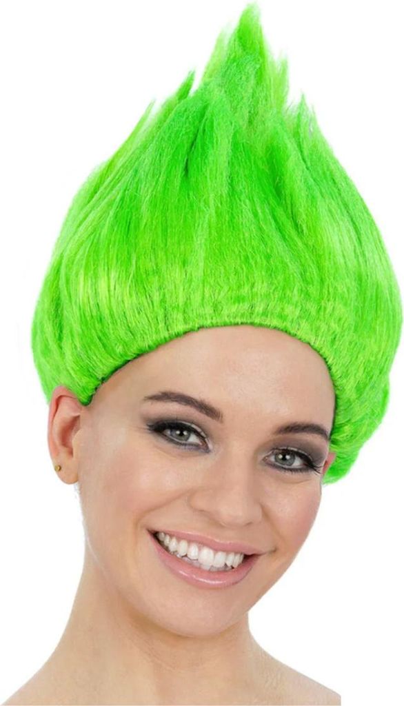 90's Troll Neongrüne Perücke Produktbild 